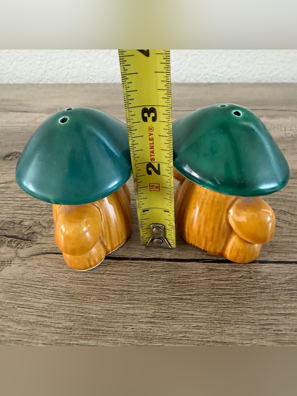 Vintage 70s Groovy Mushroom Salt & Pepper Shakers MCM Japan Mushroom Ware - Picture 6 of 10